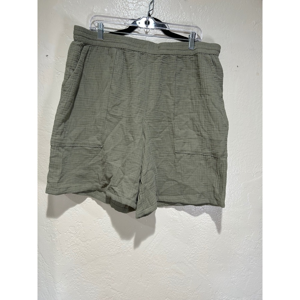 Universal Thread Womens XXL Olive Green Gauze Cotton Relaxed Fit Shorts Elastic